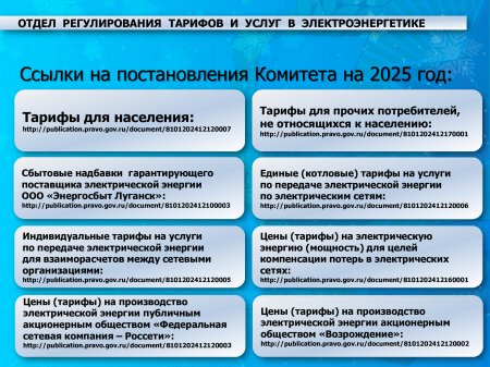 Информация о результатах работы отдела регулирования тарифов и услуг в электроэнергетике за 2024 год